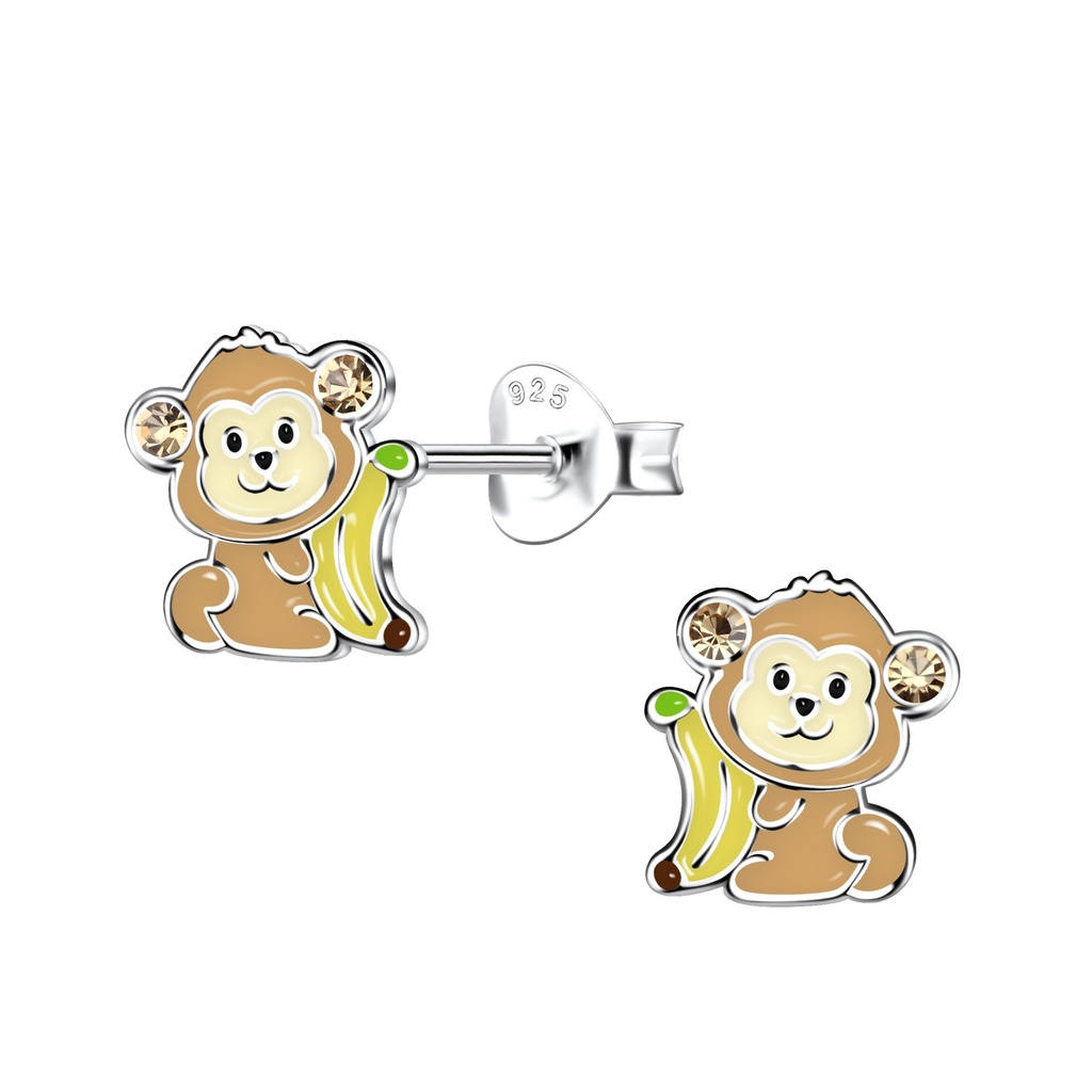 Silver Monkey Stud Earrings