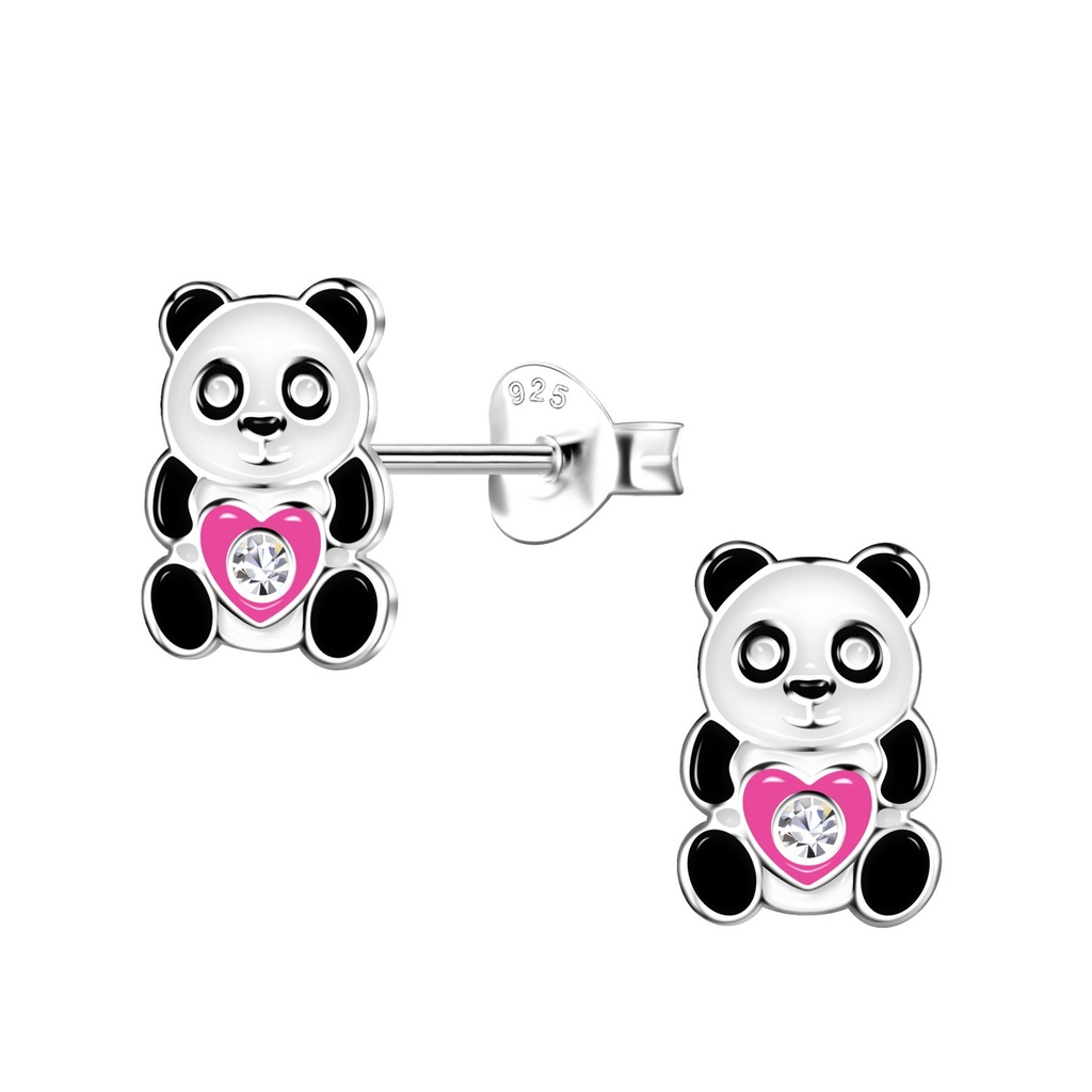 Puces d'oreilles panda en argent
