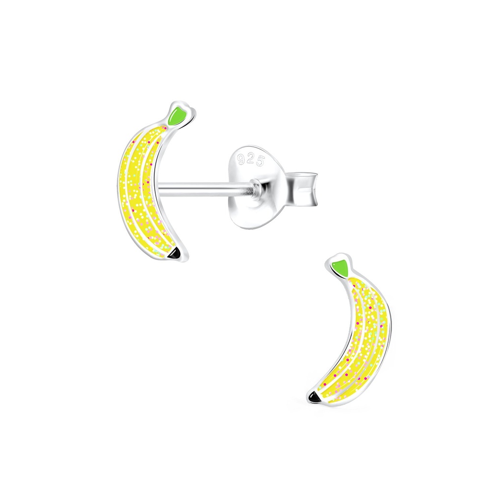 Silver Banana Stud Earrings