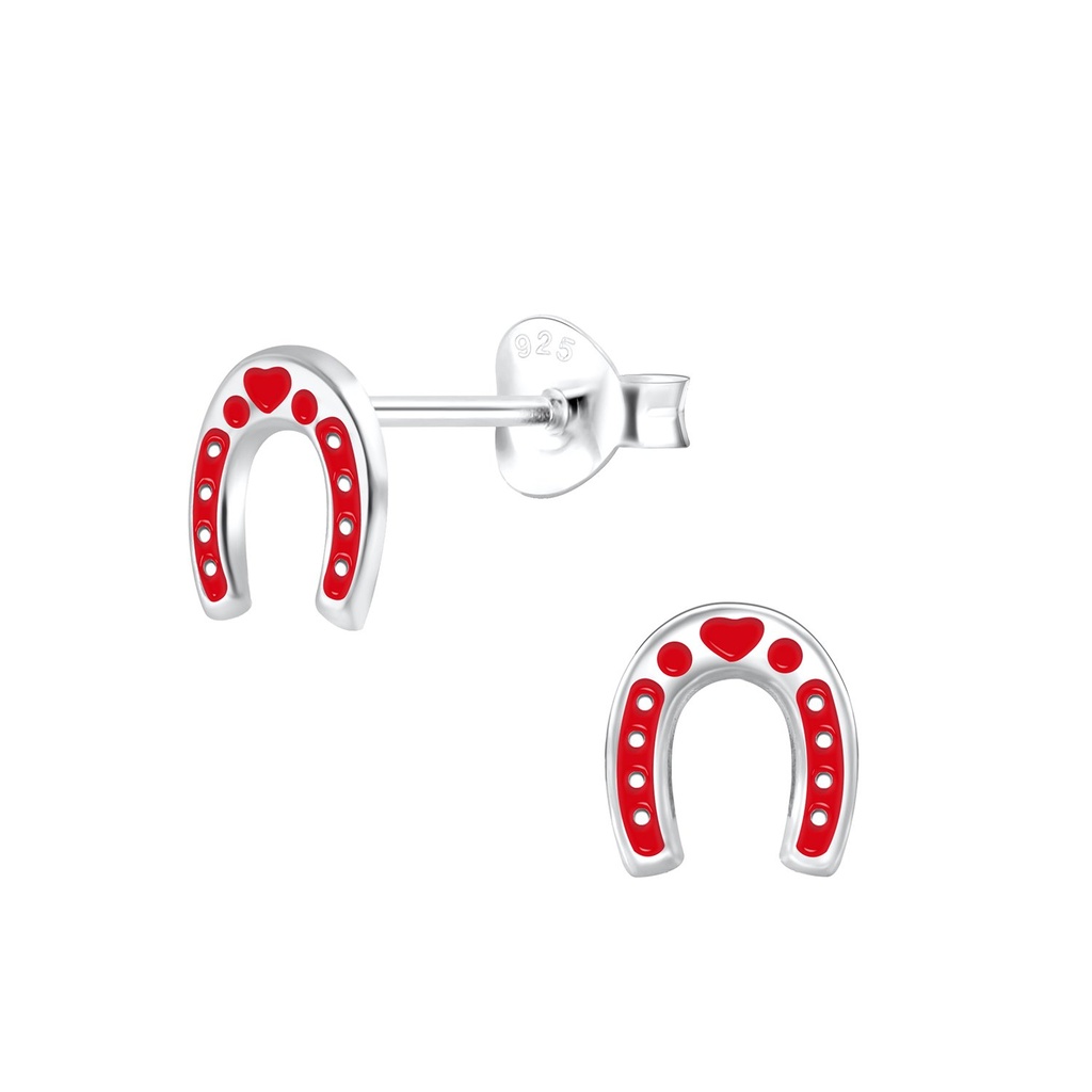 Silver Horseshoe Stud Earrings