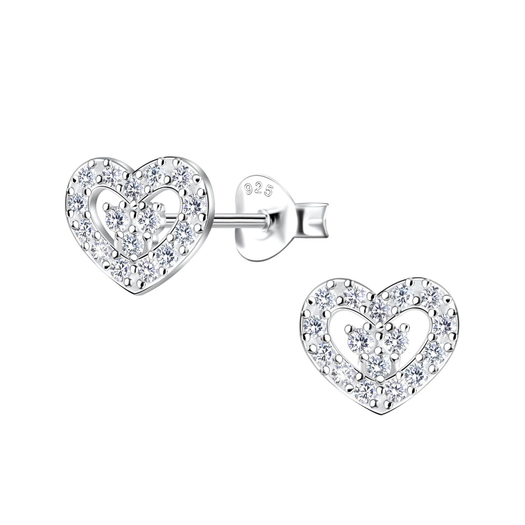 [10021731] Silver Heart Stud Earrings