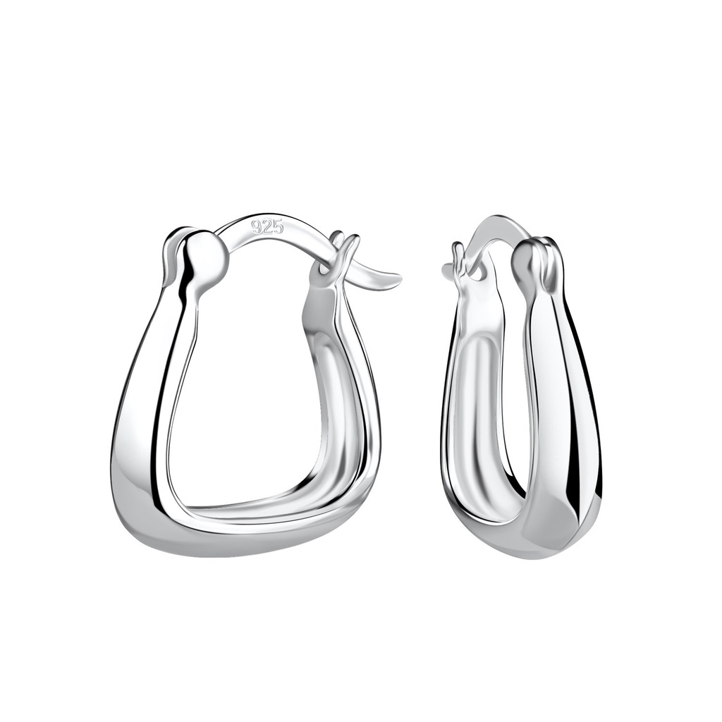 Créoles fermoir français géométriques en argent