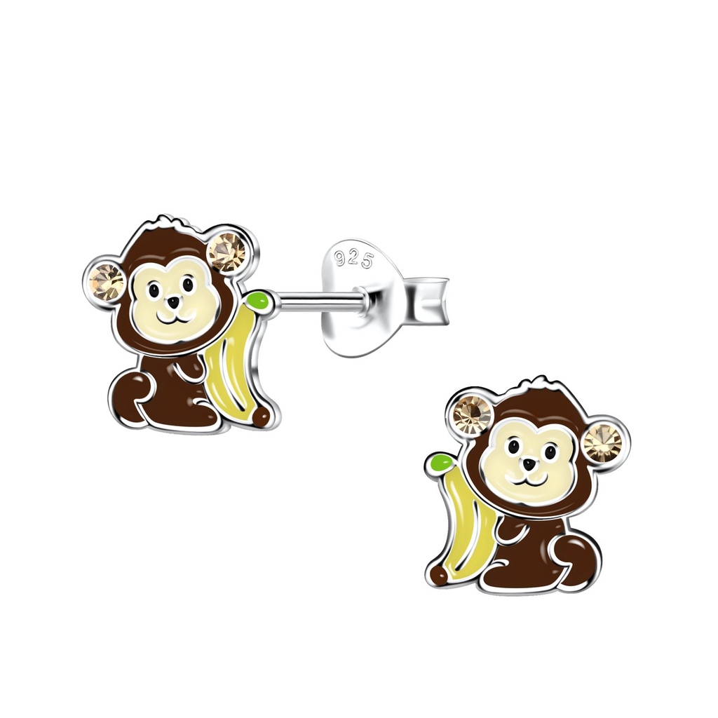 Silver Monkey Stud Earrings
