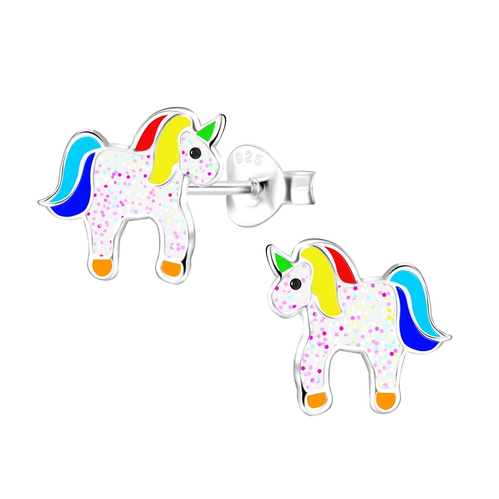 Silver Unicorn Stud Earrings