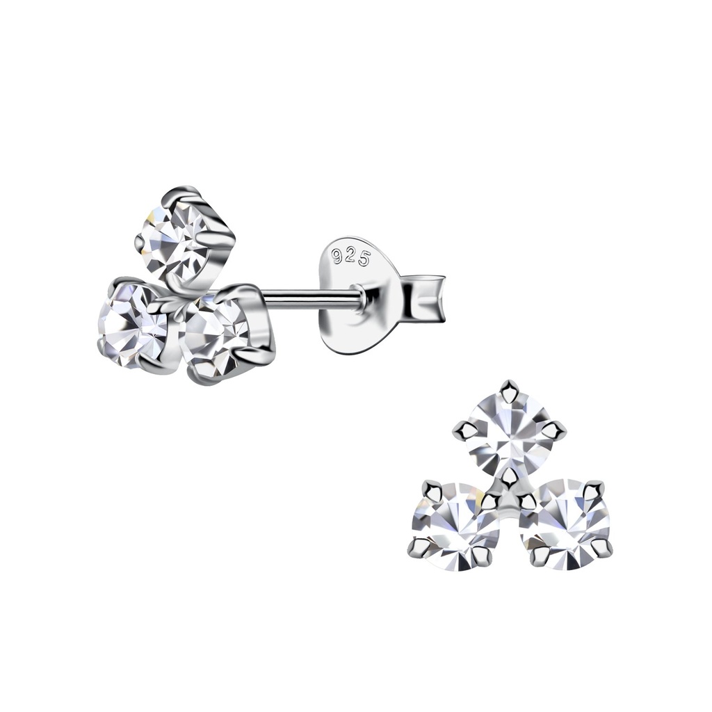 Puces d'oreilles en argent cristal triangle