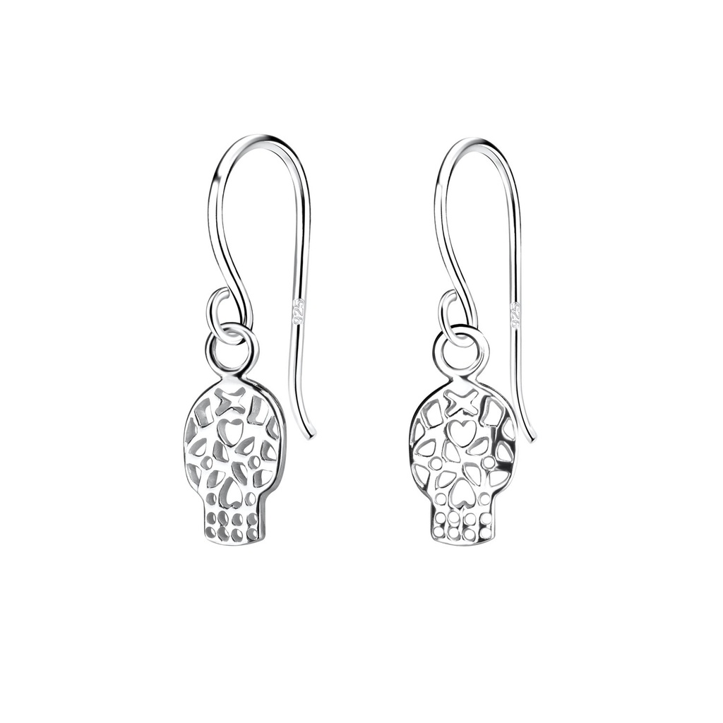 Boucles d'oreilles tête de mort en argent