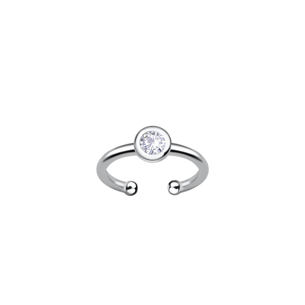 [10031358] Silver Single Stone Ear Cuff