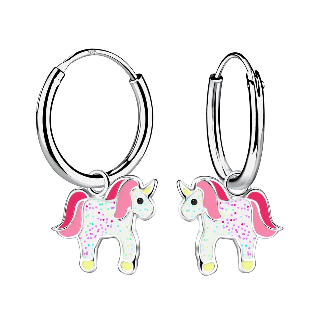 Créoles breloque licorne en argent