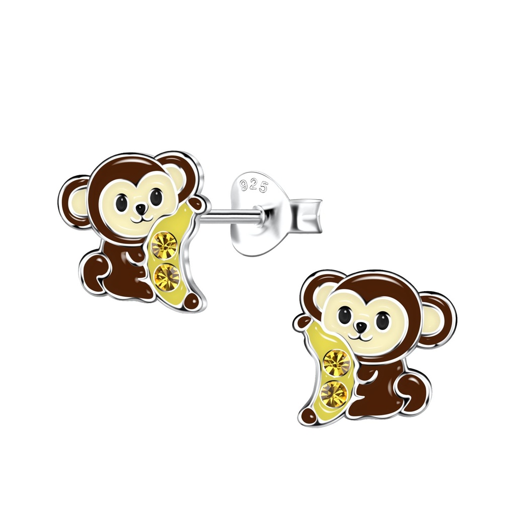 Silver Monkey Stud Earrings