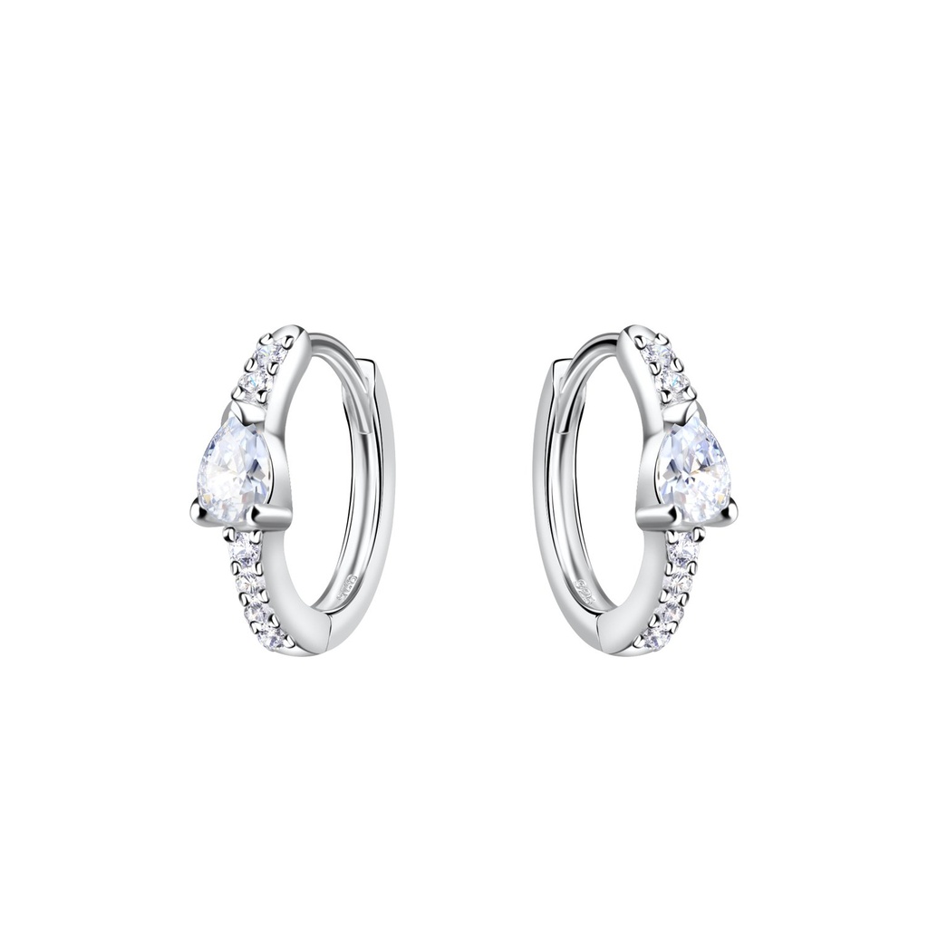 [10030706] Silver Cubic Zirconia Huggie Earrings