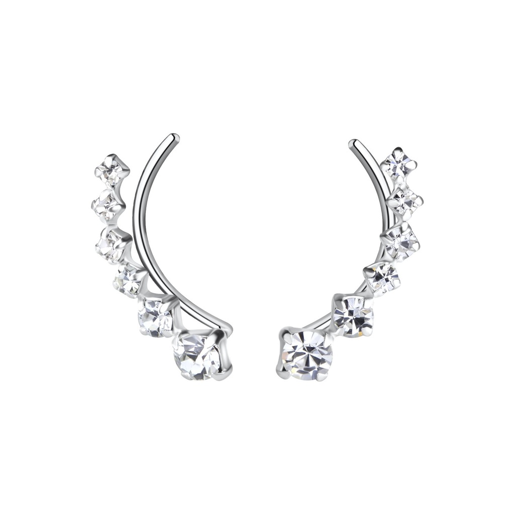 [10031397] Grimpeurs d'oreille ligne courbés en argent cristal