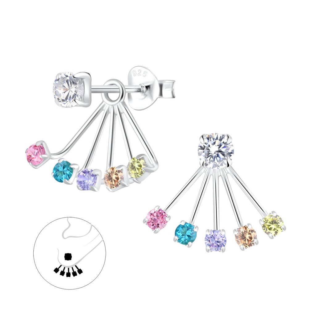 [10010914] Ear jacket en argent zircon rond