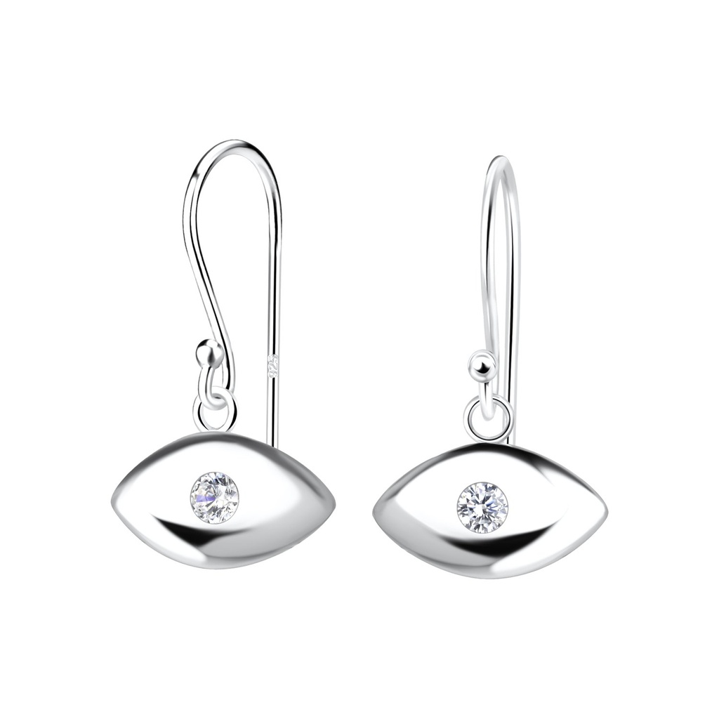 [10028221] Silver Evil Eye Earrings