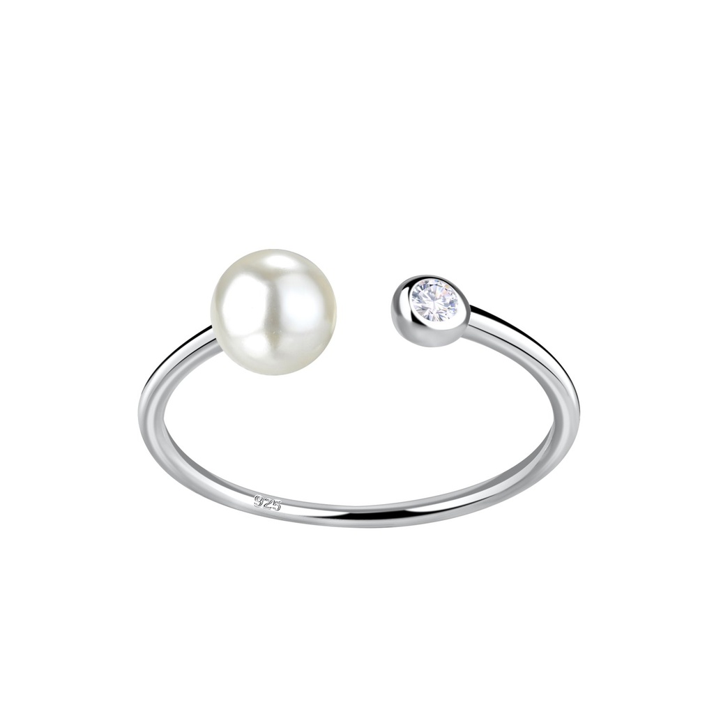 Bague ouverte en argent avec perle