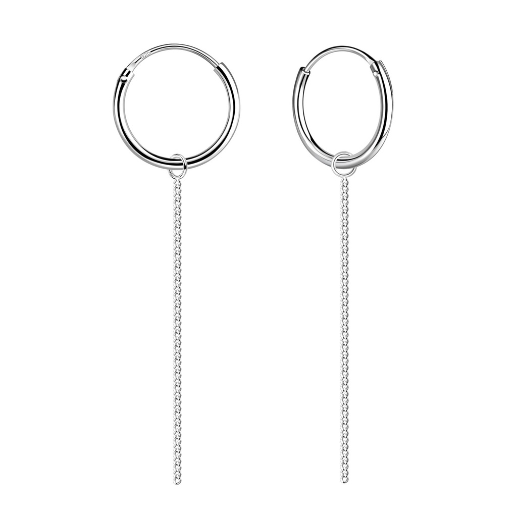 Créoles breloque chaîne câble en argent