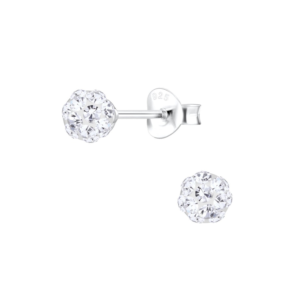 Puces d'oreilles boule en argent cristal 4.5 mm