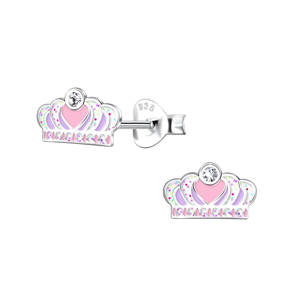 Silver Crown Stud Earrings