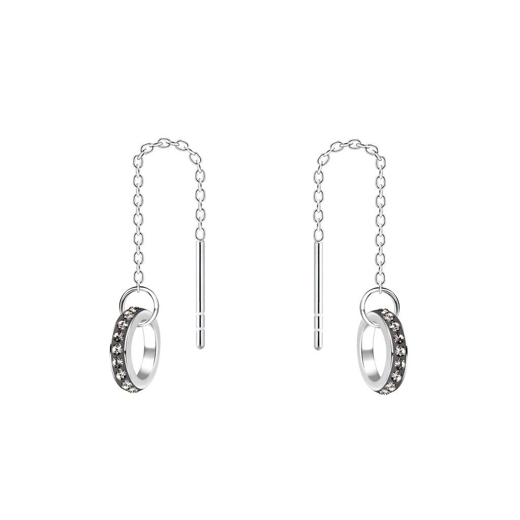 [10016108] Boucles d'oreilles à enfiler en argent cristal (Black Diamond)
