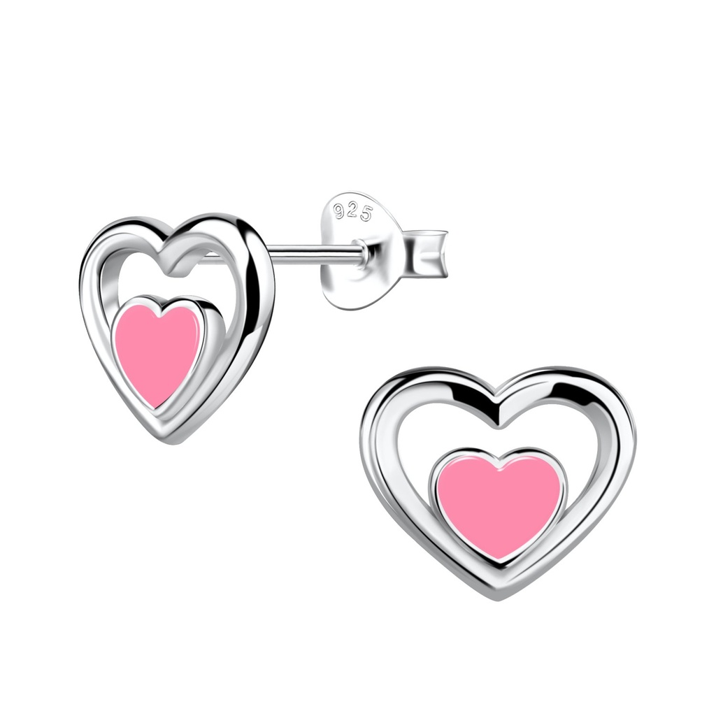 Puces d'oreilles cœur en argent