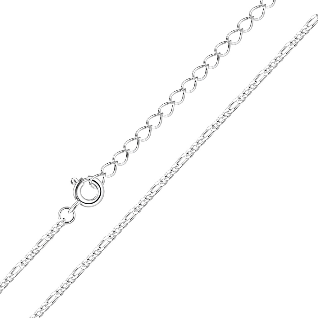 Chaîne figaro en argent 135 cm avec rallonge