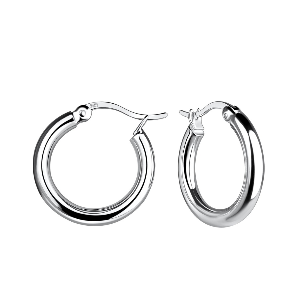 17mm Silver French Lock Hoop Earrings