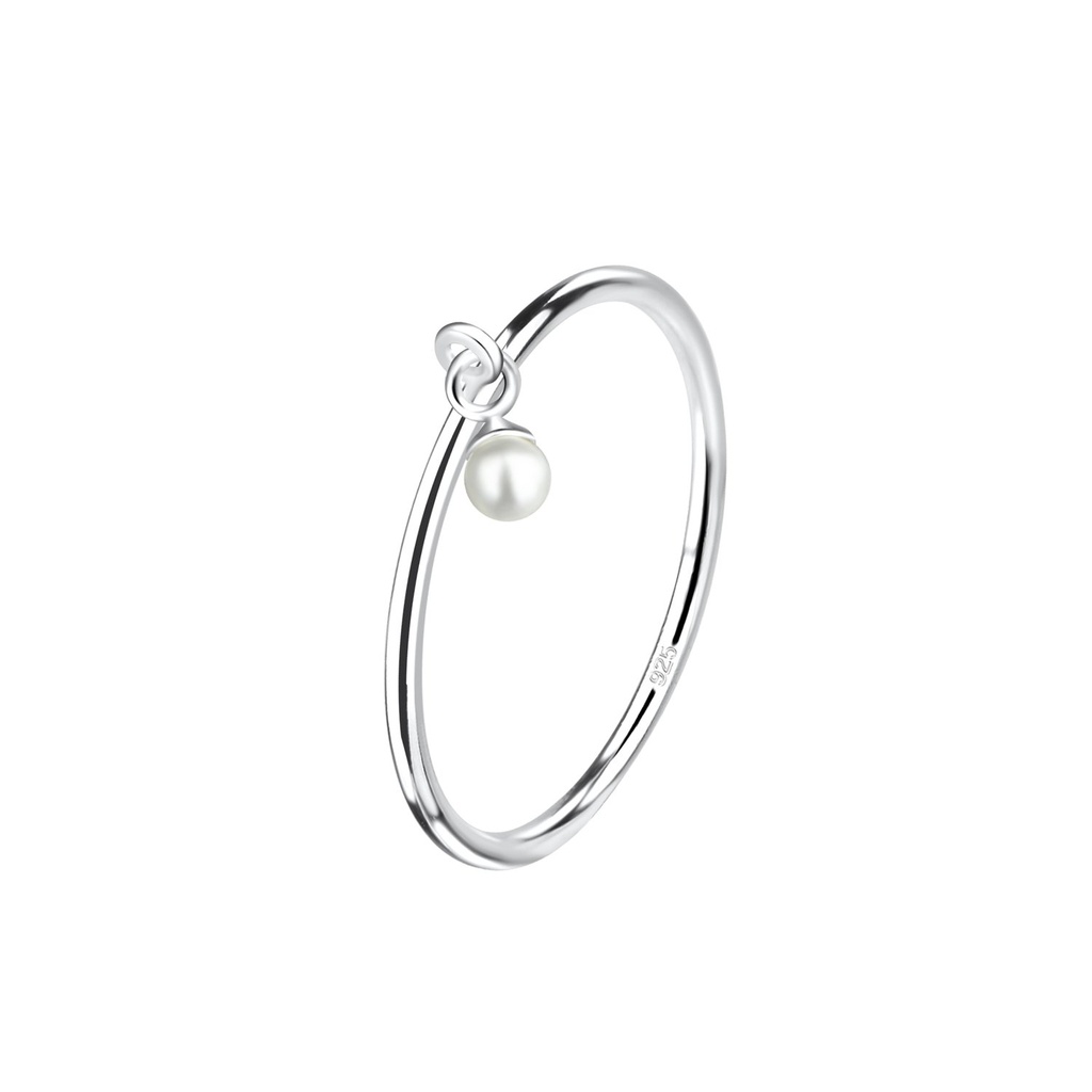 Bague breloque perle en argent 3 mm