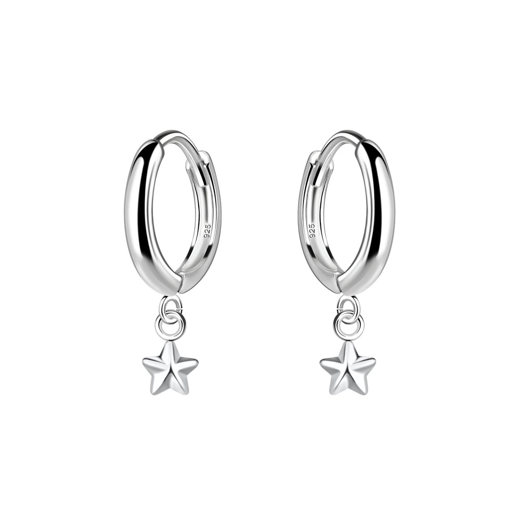 Silver Star Charm Huggie Earrings