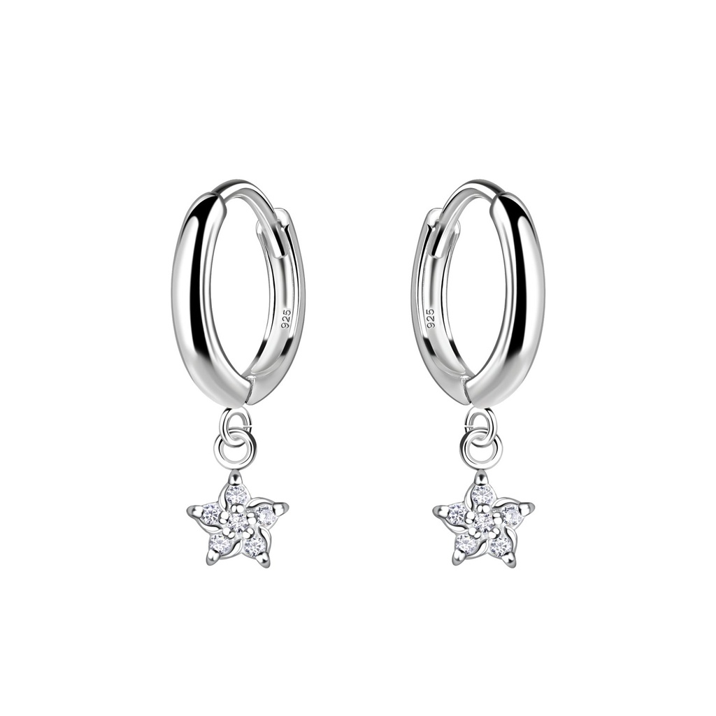 [10030564] Créoles huggie breloque étoile en argent