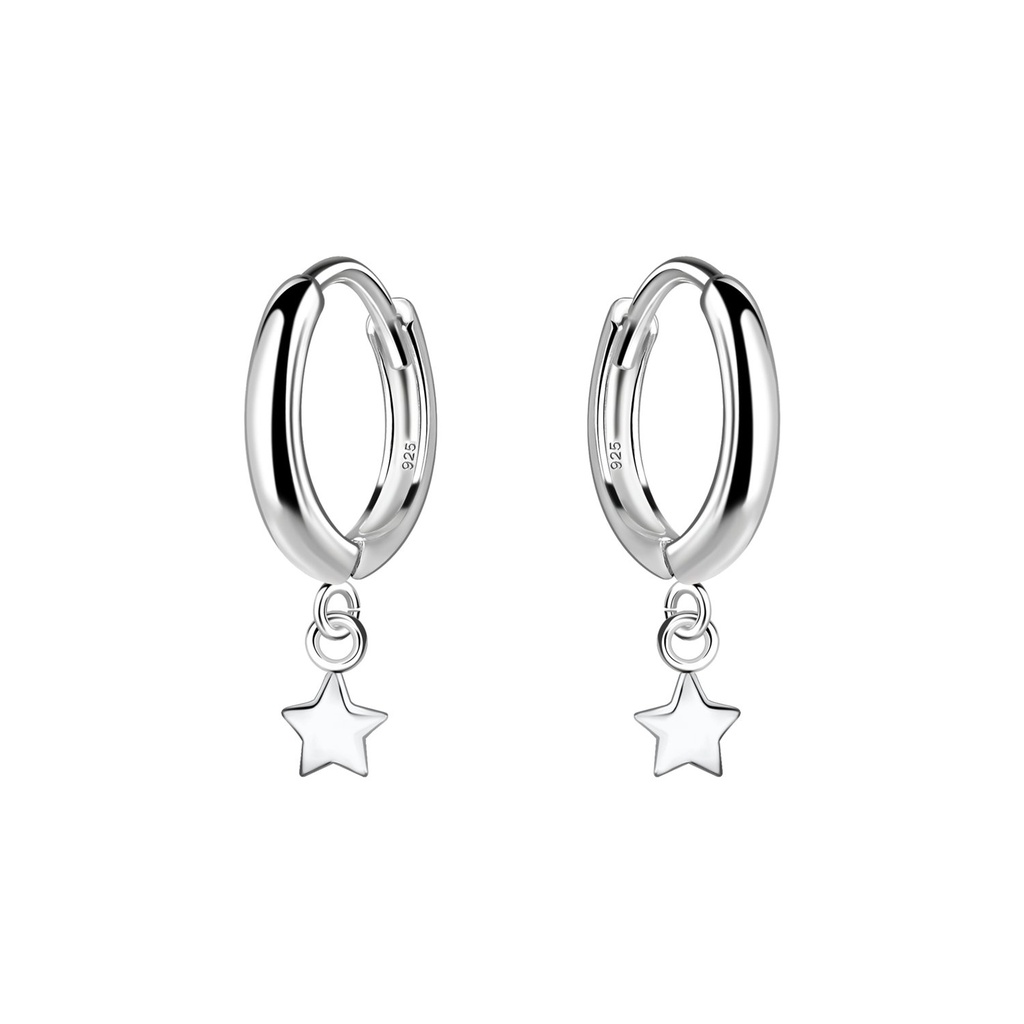 Silver Star Charm Huggie Earrings