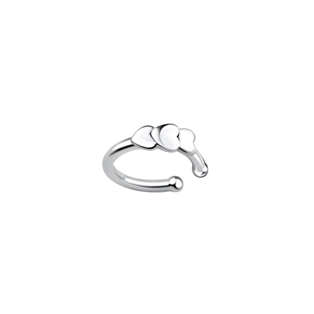 [10031307] Silver Triple Heart Ear Cuff