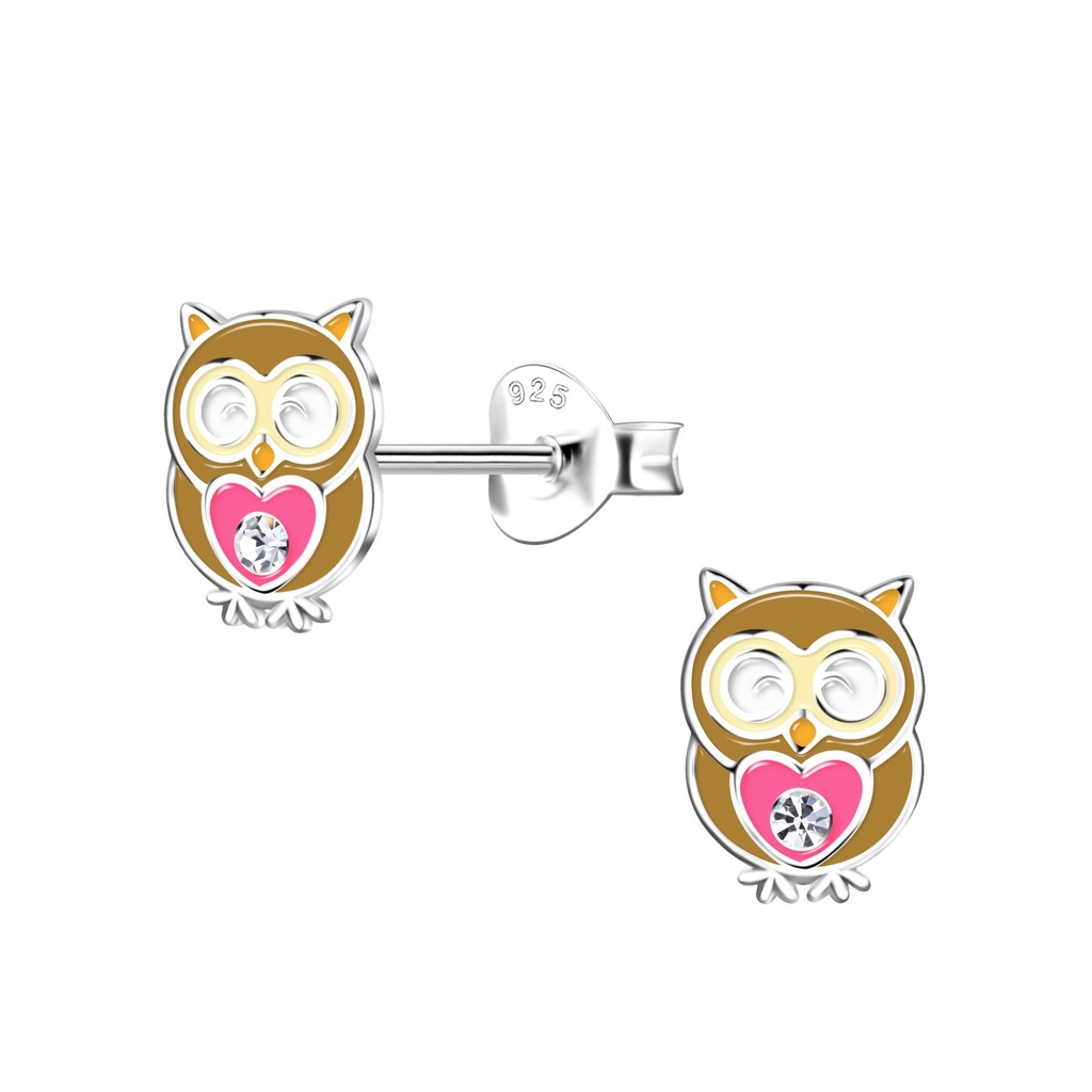 Puces d'oreilles hibou en argent
