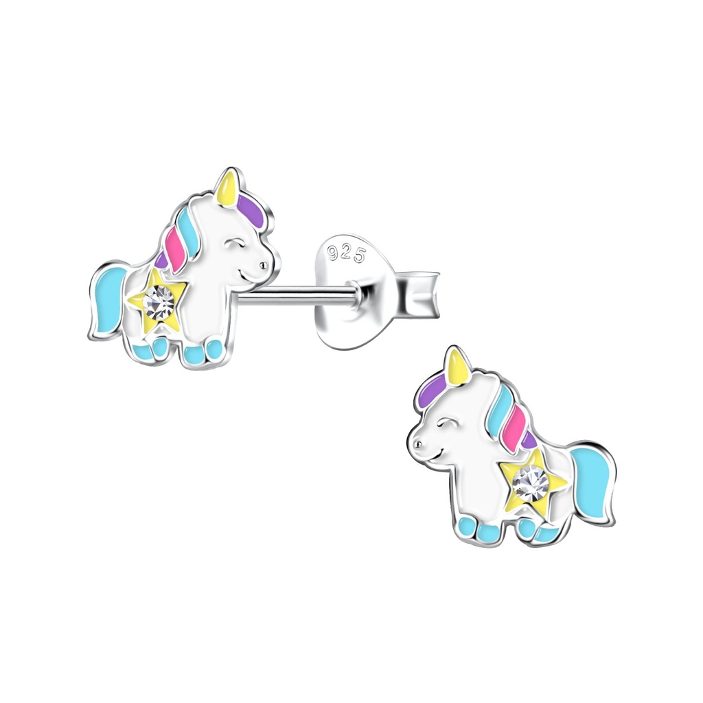 Silver Unicorn Stud Earrings