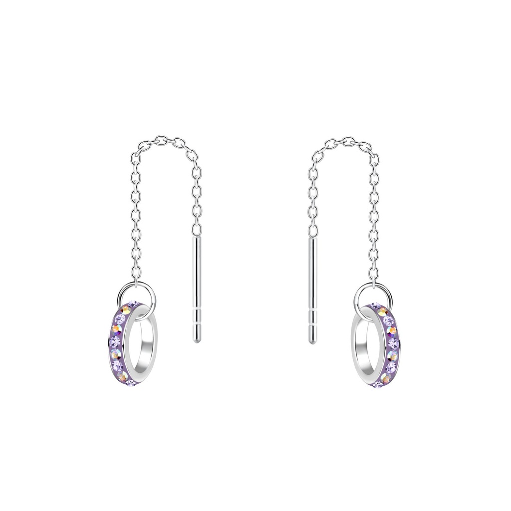 Silver Thread Through Crystal Earrings