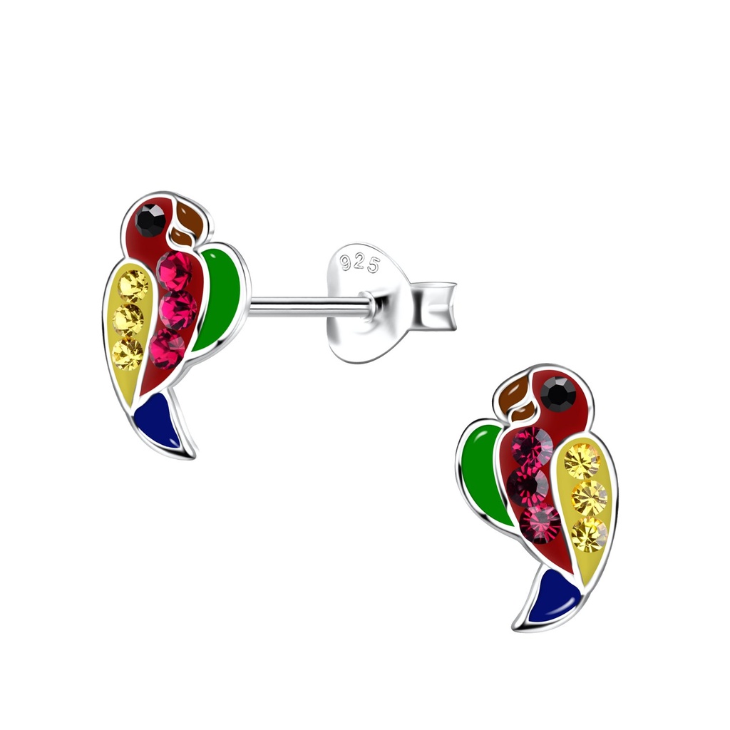 Puces d'oreilles perroquet en argent