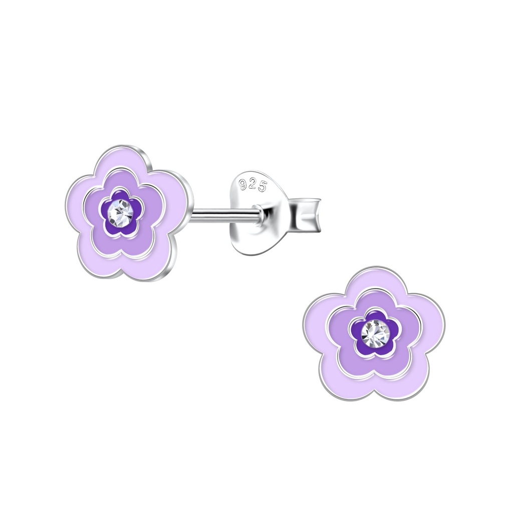 Puces d'oreilles fleur en argent