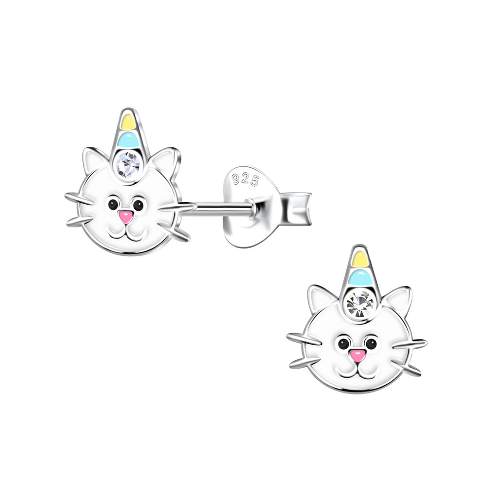 Puces d'oreilles chat en argent