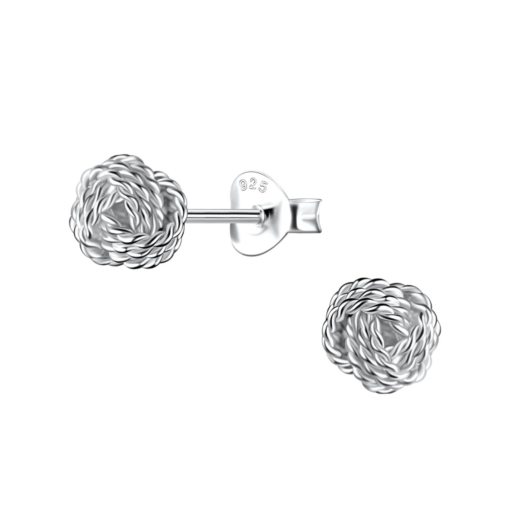 Puces d'oreilles nœud en argent 6 mm