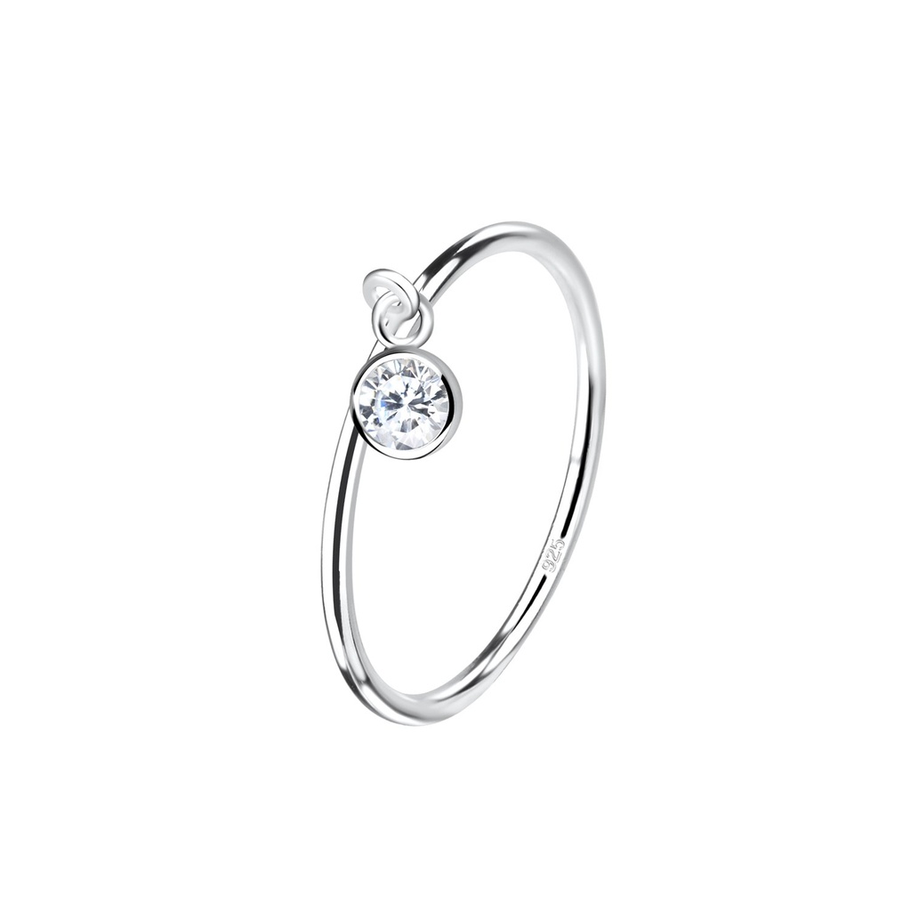 Bague breloque en argent zircon rond 4 mm