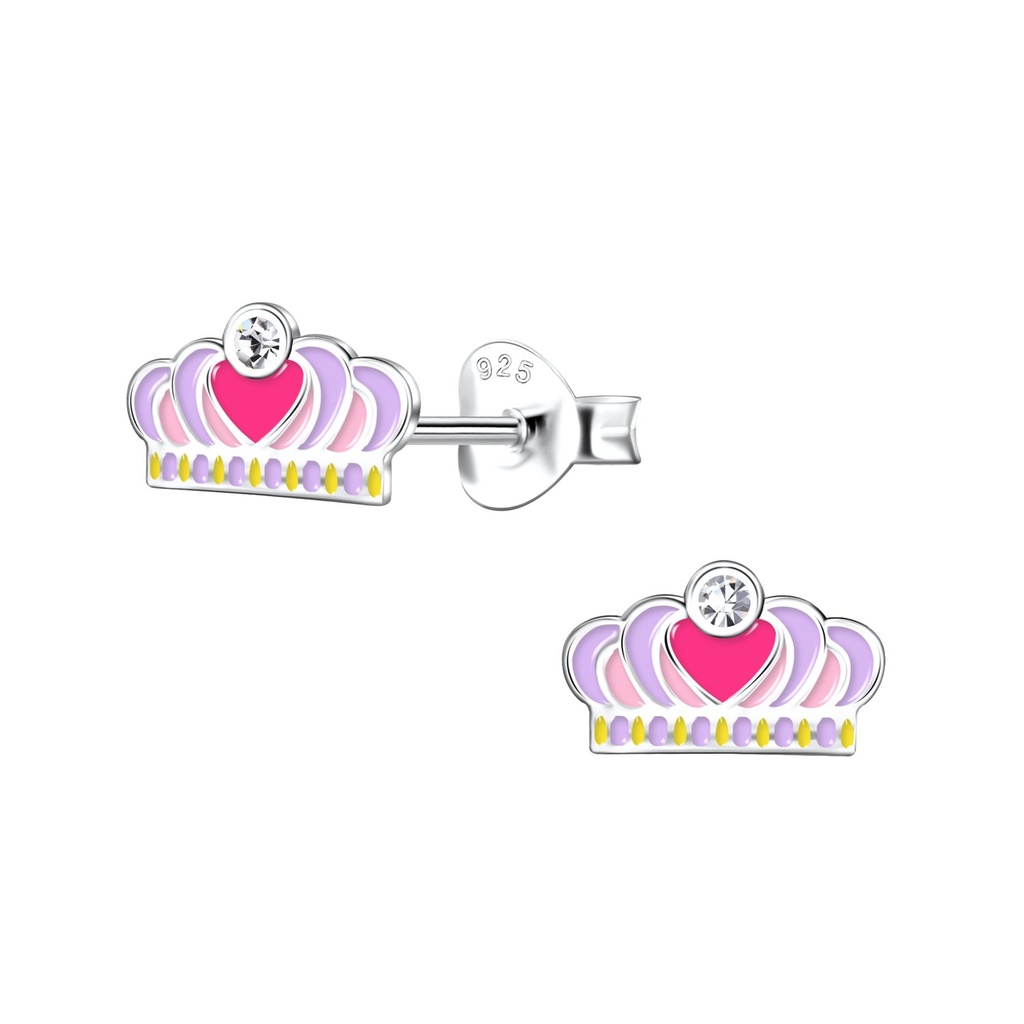 Silver Crown Stud Earrings