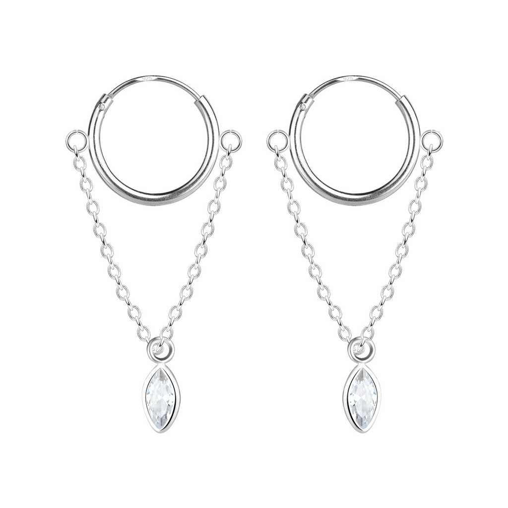 [10011627] Créoles breloque marquise en argent