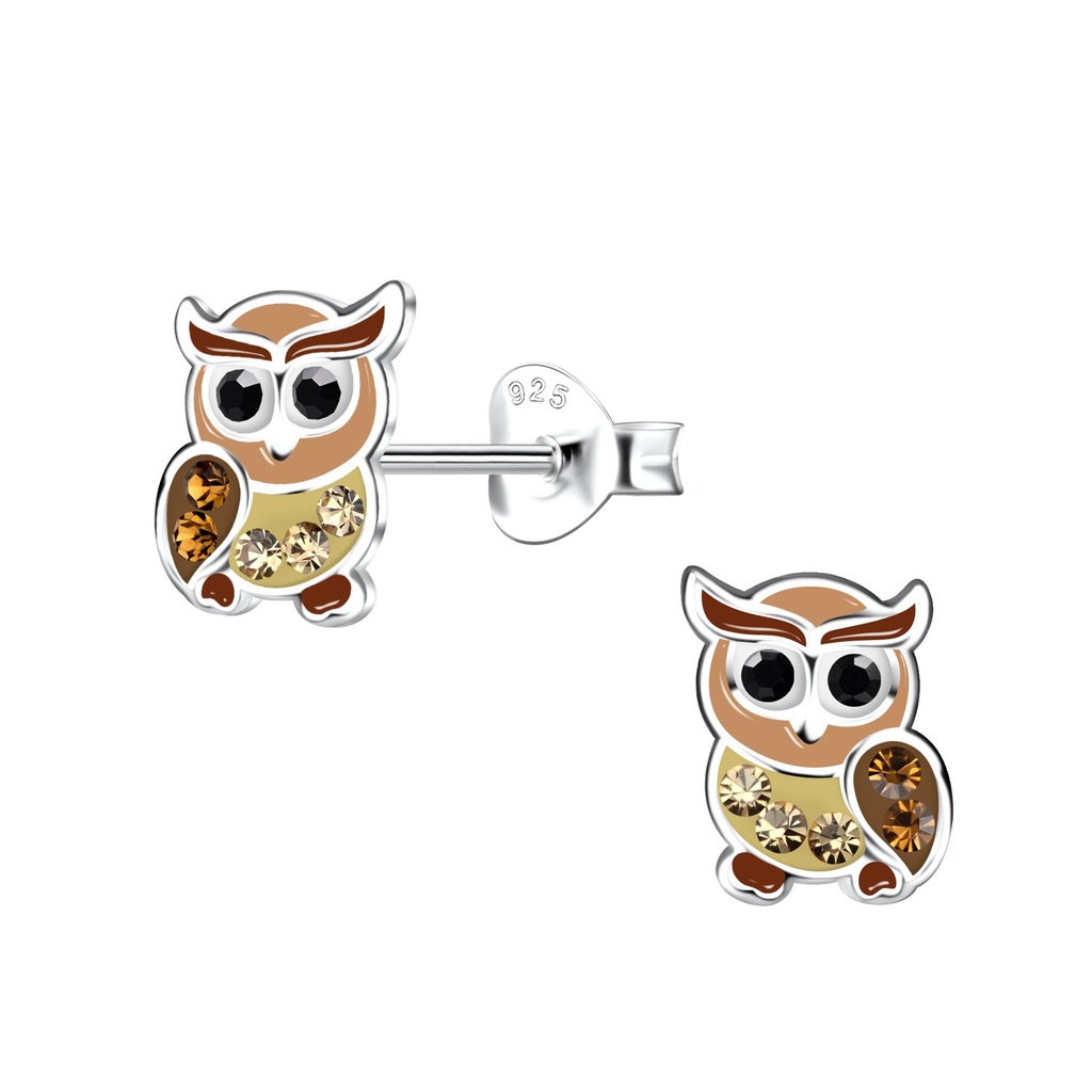 Puces d'oreilles hibou en argent