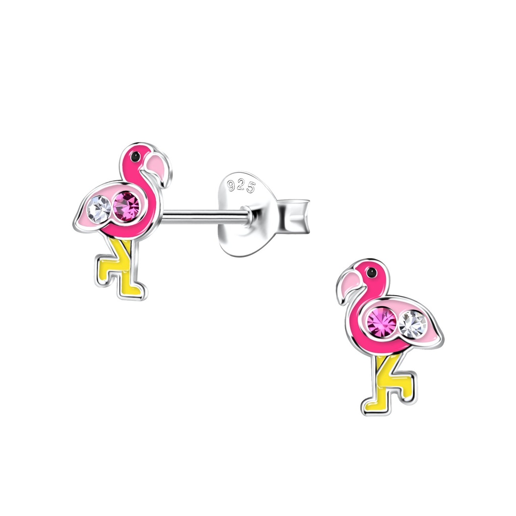 Silver Flamingo Stud Earrings