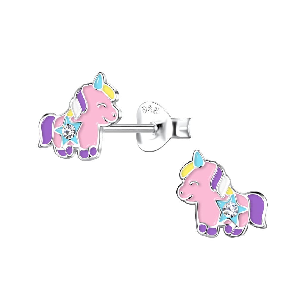 [10031117] Silver Unicorn Stud Earrings