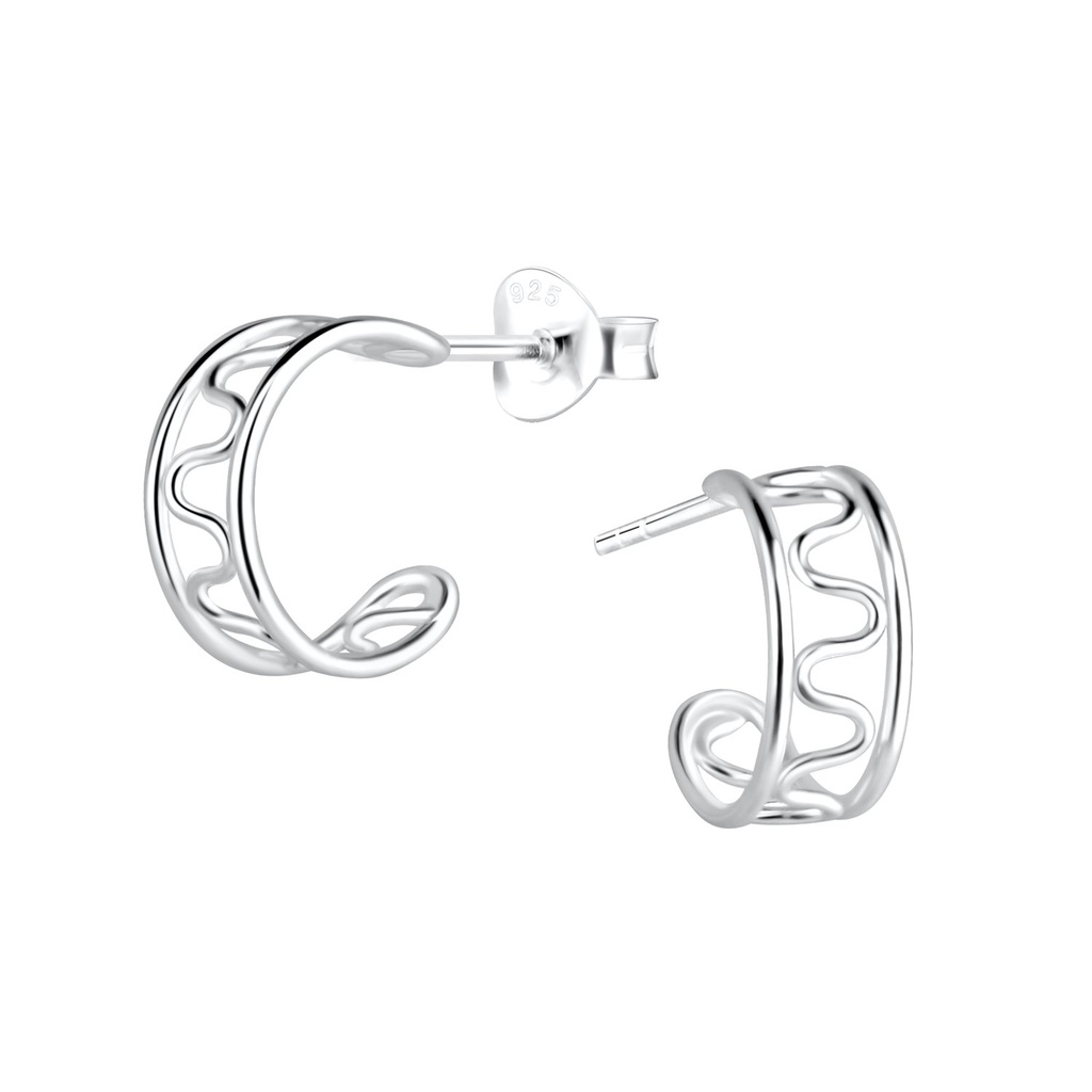 Puces d'oreilles vague en argent