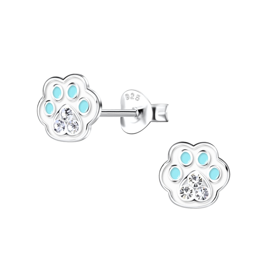 Puces d'oreilles empreinte de patte en argent