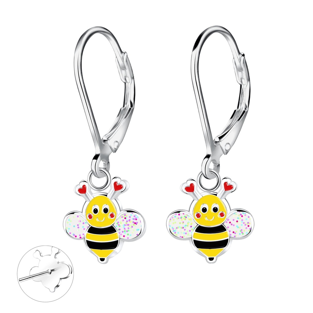 Dormeuses à levier abeille en argent