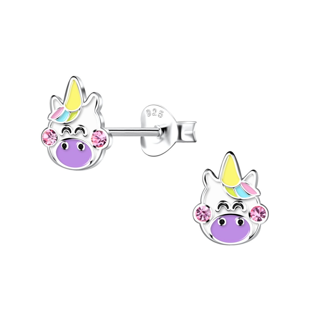 Silver Unicorn Stud Earrings