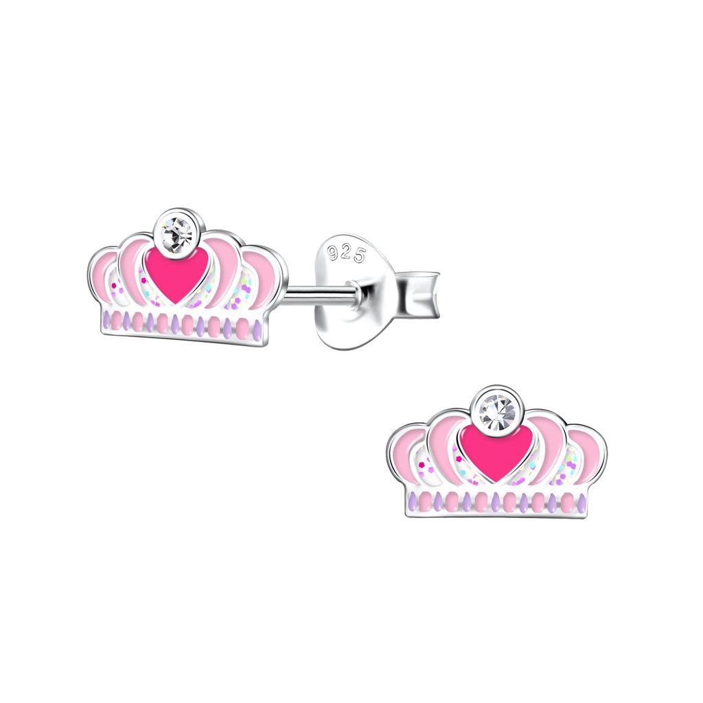 Silver Crown Stud Earrings