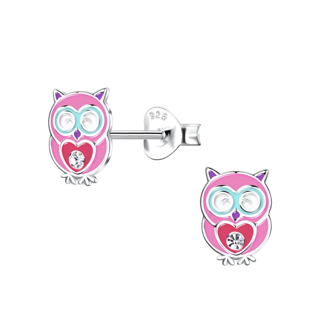Puces d'oreilles hibou en argent