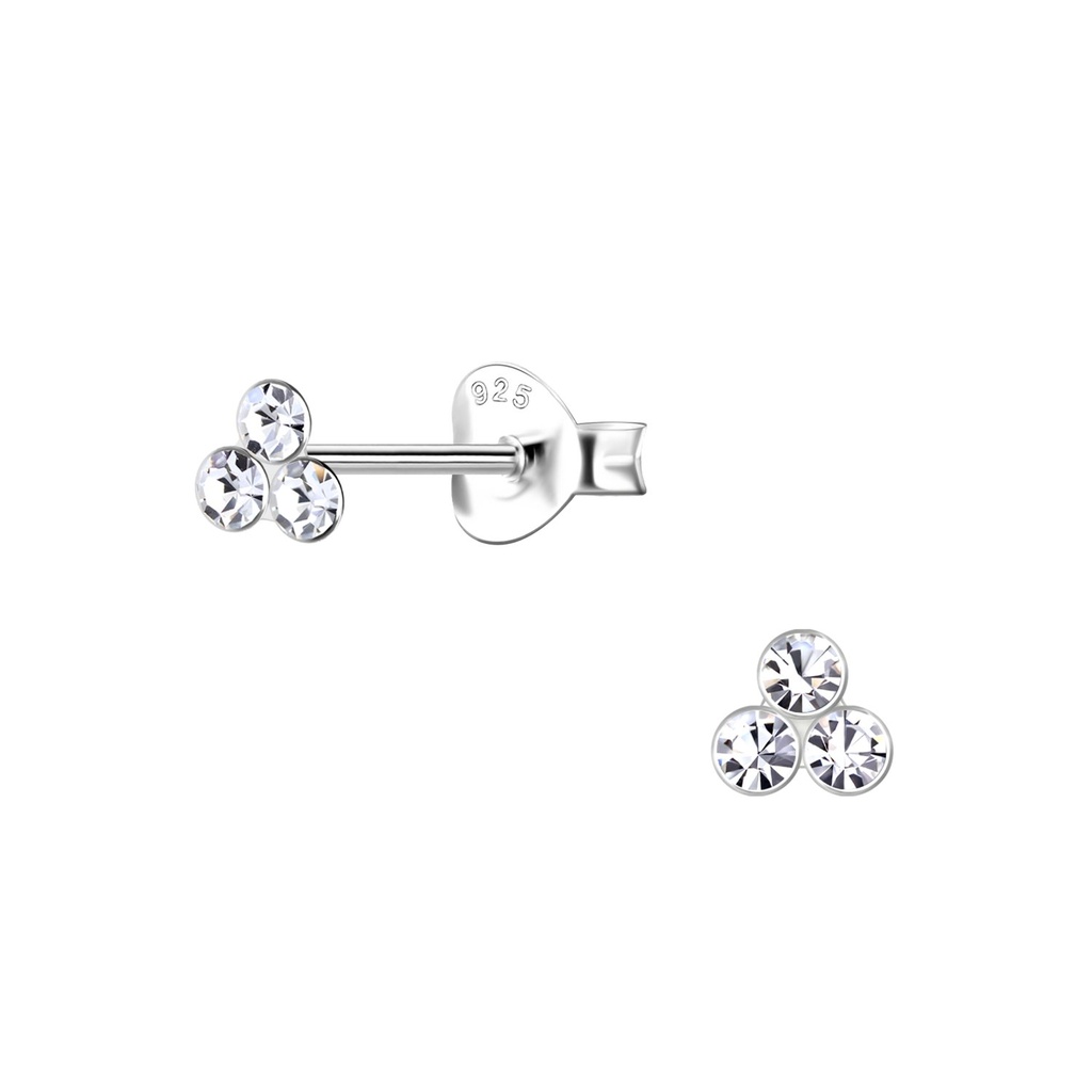 [10030596] Puces d'oreilles trois pierres en argent